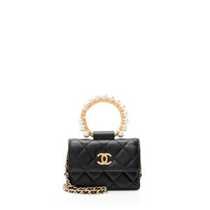 Chanel Lambskin Pearl Crown Clutch with Chain